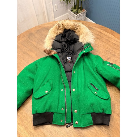 Canada Goose Other - Canada Goose Chilliwack varsity Bomber Green Wool Down Fur Trim Jacket Mens Med